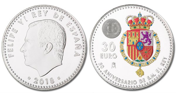 30 Euro - 50 Aniversario de S.M. el Rey Don Felipe VI