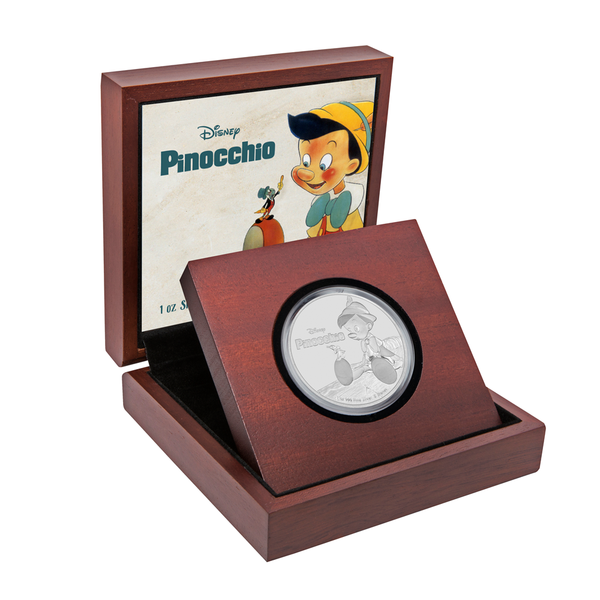 Moneda de plata Pinocho (1 oz.) - (Producto oficial: DISNEY™)