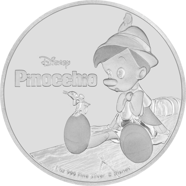 Moneda de plata Pinocho (1 oz.) - (Producto oficial: DISNEY™)