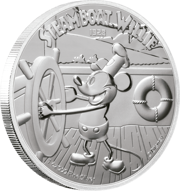 Moneda de plata (1 oz.) | Barco de Vapor Willie - 1928| (Producto oficial: DISNEY™)